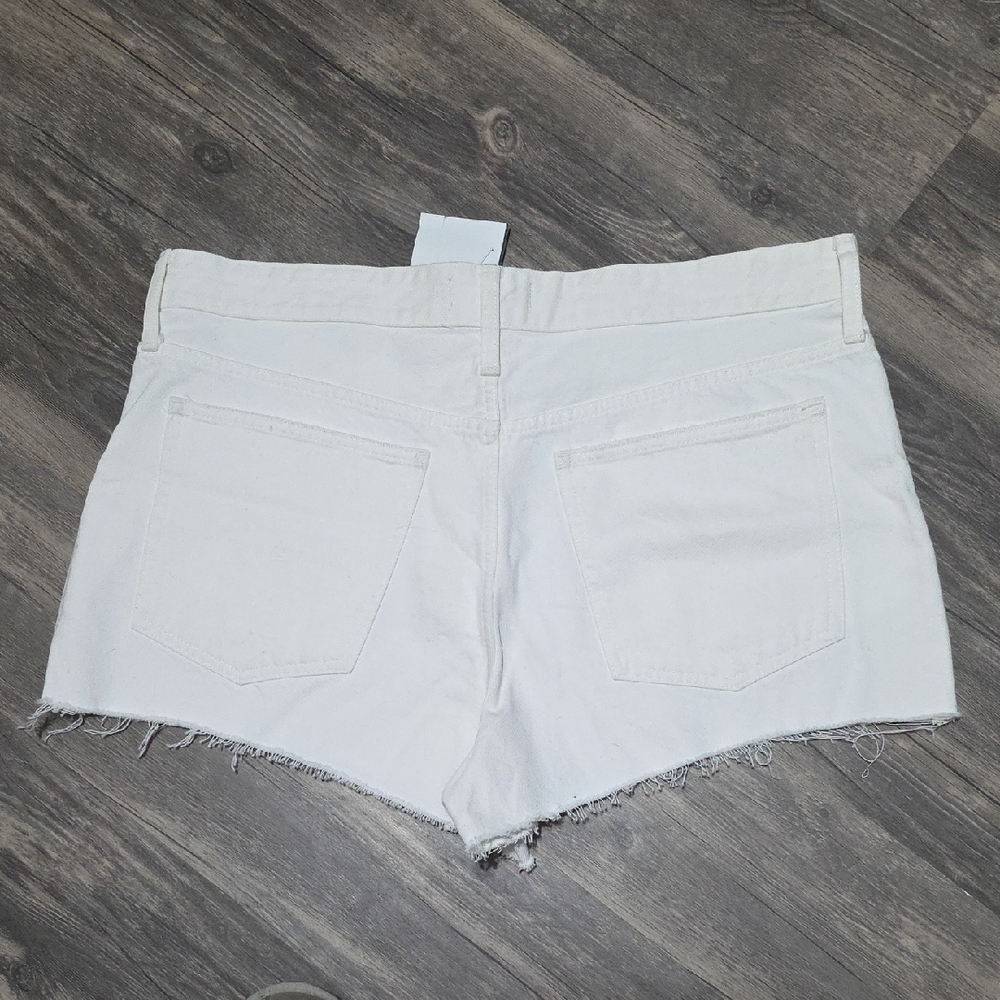 NWT Madewell White Raw-Hem Denim Cutoff Shorts - Women Size 32 - Picture 5 of 6